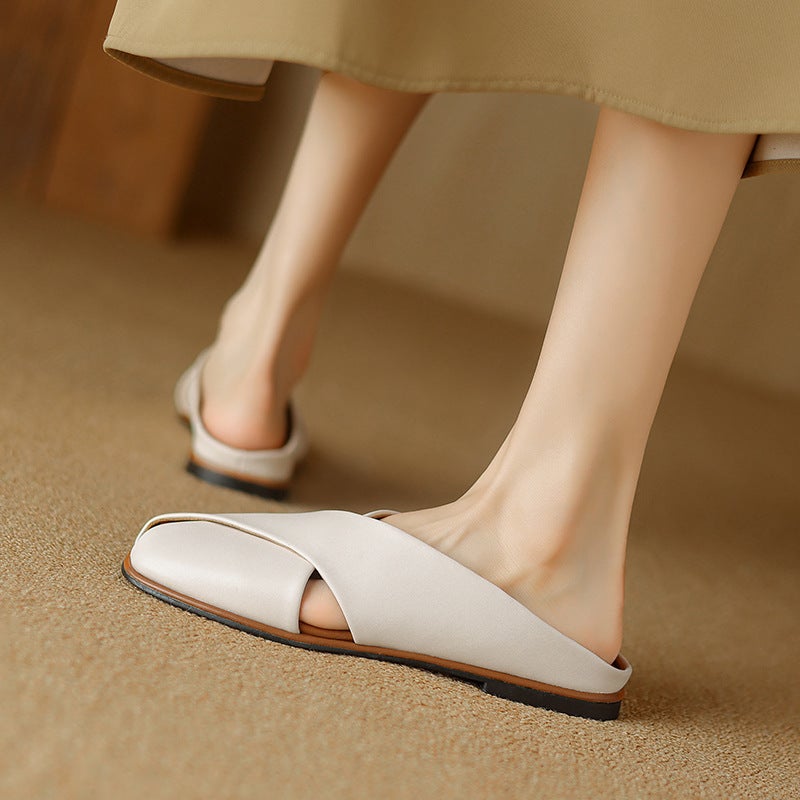 2024 Comfortable Flat Square Head 32-43 Size Outdoor Baotou Slippers For Women - Image 2