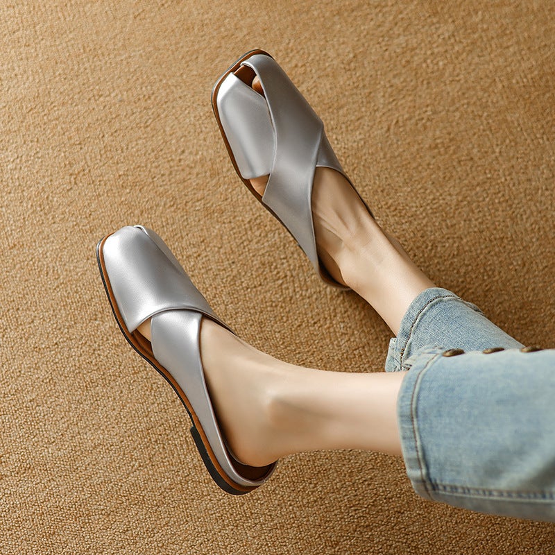 2024 Comfortable Flat Square Head 32-43 Size Outdoor Baotou Slippers For Women - Image 3