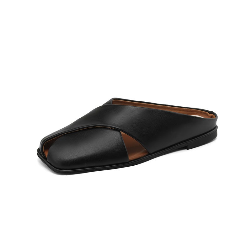 2024 Comfortable Flat Square Head 32-43 Size Outdoor Baotou Slippers For Women - Image 1