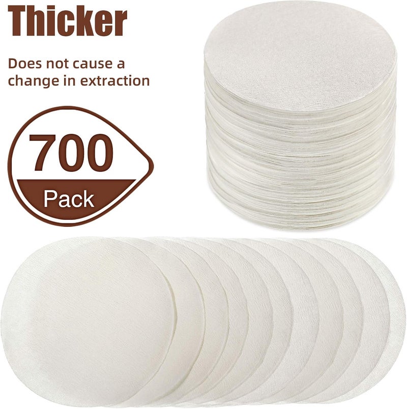 Outus 2 Pack 700 Count Coffee Filter Paper Replacement Filters with Filter Holder Round Disposable Paper Filters for DIY Coffee Compatible with the Aeropress Coffee and Espresso Maker (White) - Image 2