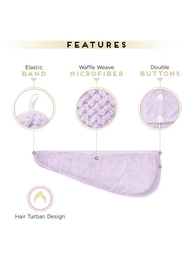 2 Pack Microfiber Hair Towel Wrap for Women, Anti Frizz Quick Drying Hair Turban for All Hair Style, Absorbent and Lightweight (Light Purple) - Image 2