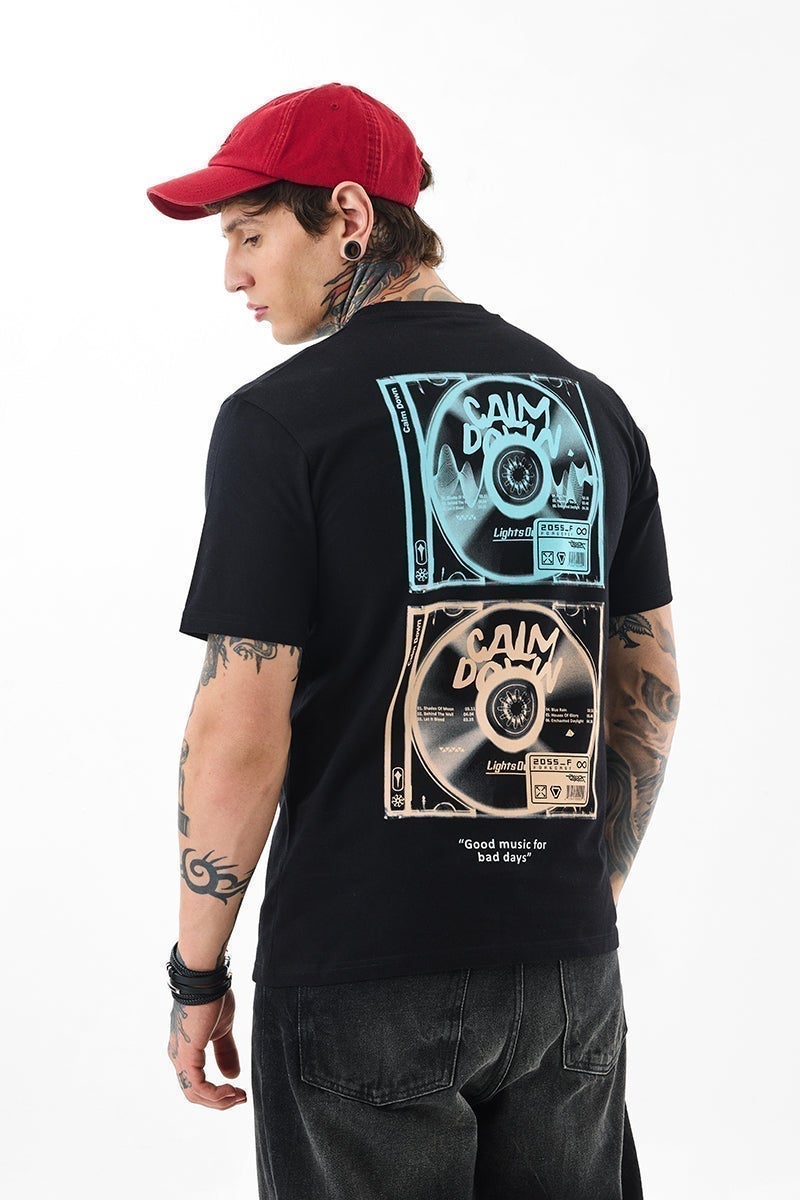 SNITCH Calm Down Black Glow In The Dark T-Shirt - Image 2