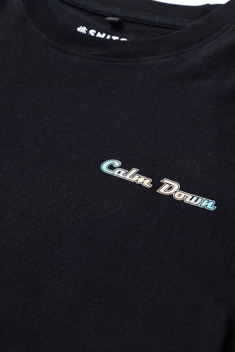 SNITCH Calm Down Black Glow In The Dark T-Shirt - Image 3