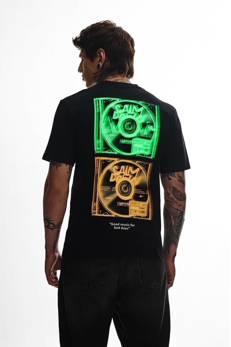 SNITCH Calm Down Black Glow In The Dark T-Shirt - Image 1