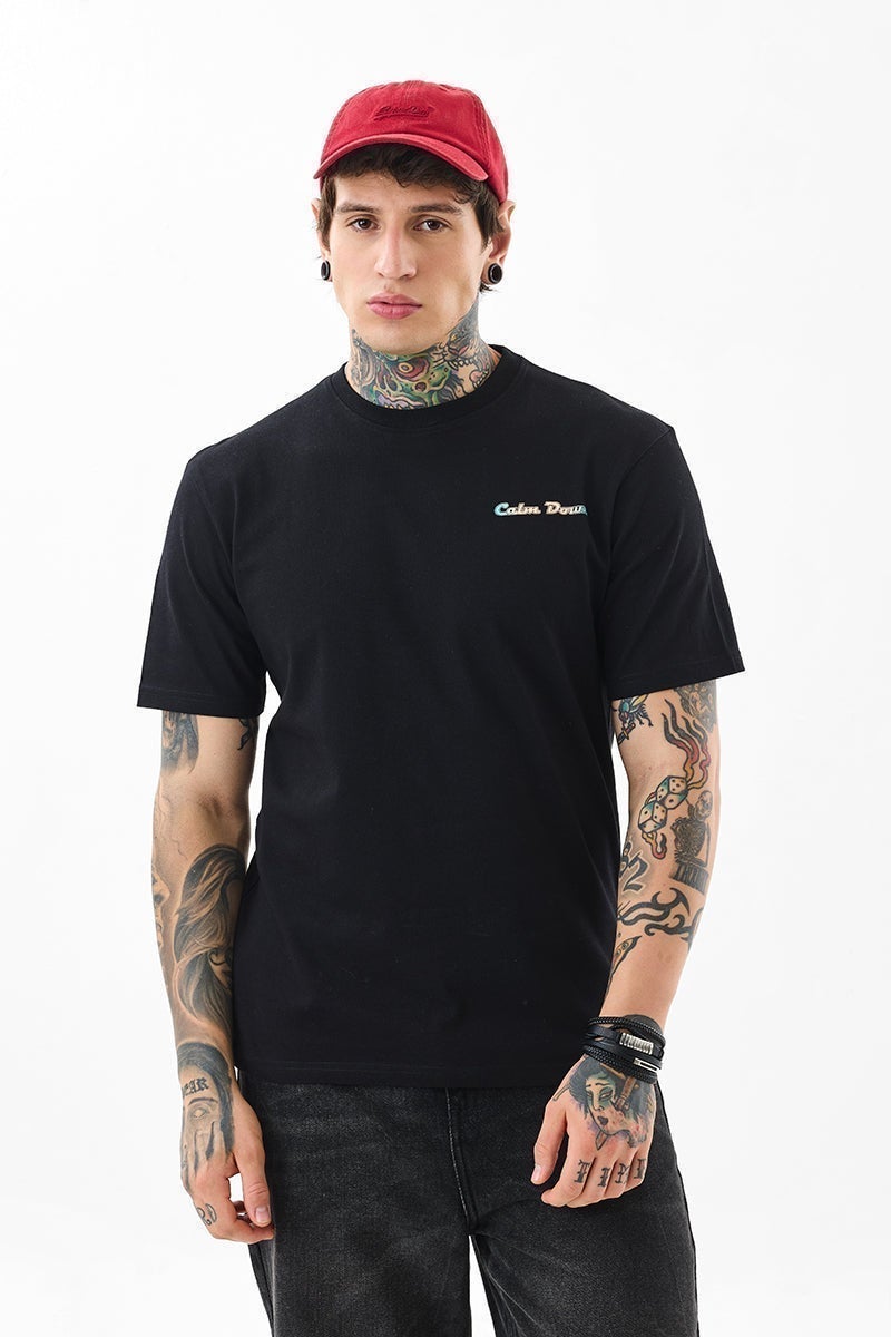 SNITCH Calm Down Black Glow In The Dark T-Shirt - Image 5