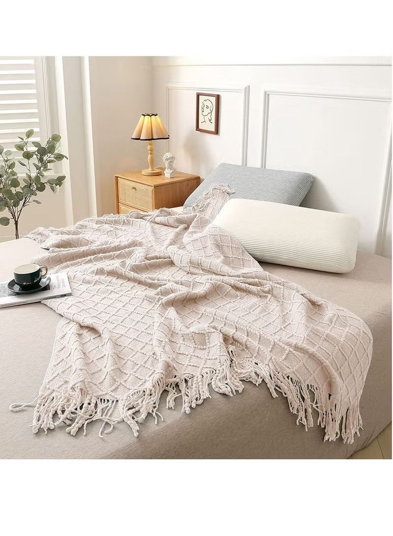 Beauenty Soft and Breathable Tassel Design Keep Warm Napping Cotton Blanket - Image 2