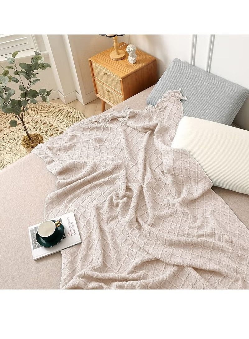 Beauenty Soft and Breathable Tassel Design Keep Warm Napping Cotton Blanket - Image 3