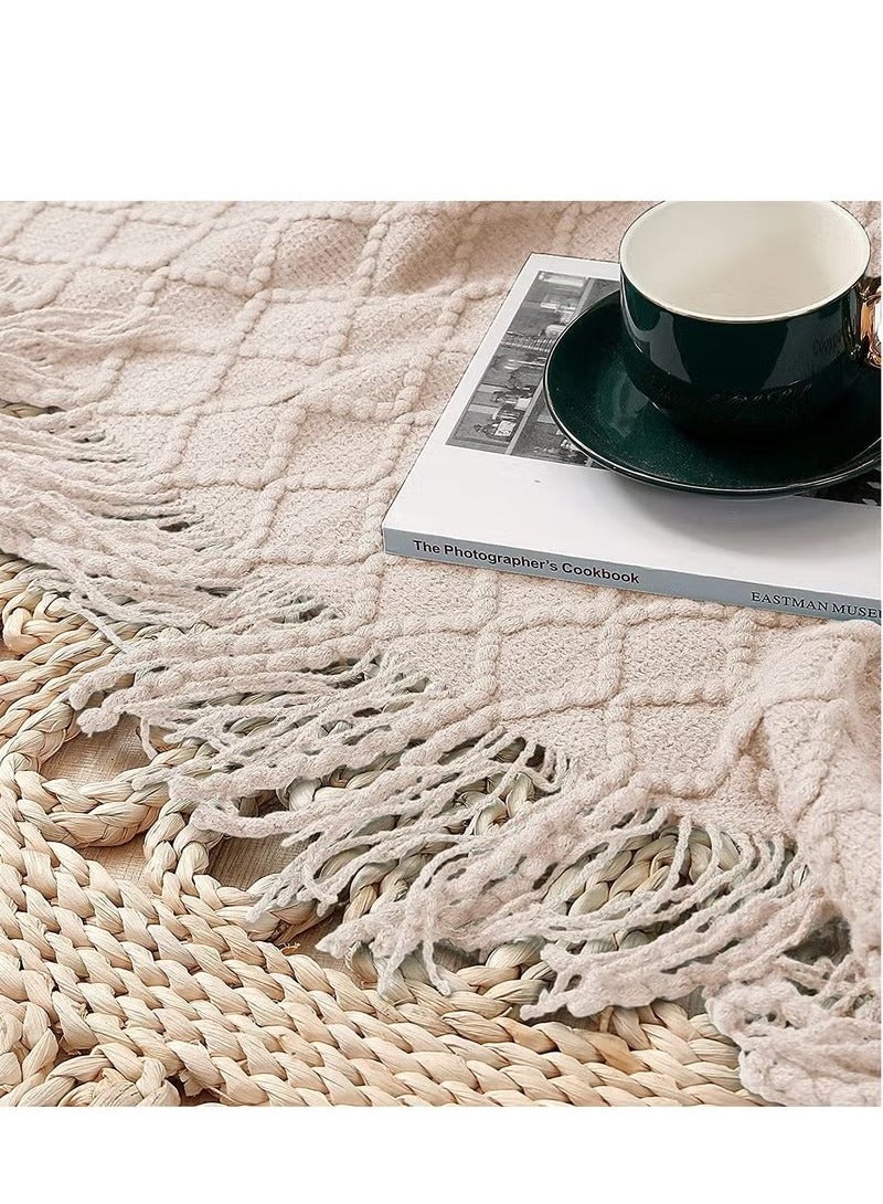 Beauenty Soft and Breathable Tassel Design Keep Warm Napping Cotton Blanket - Image 4