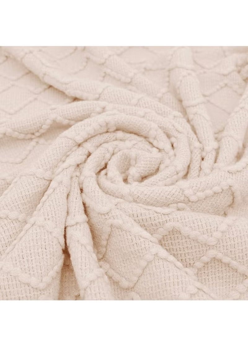 Beauenty Soft and Breathable Tassel Design Keep Warm Napping Cotton Blanket - Image 5