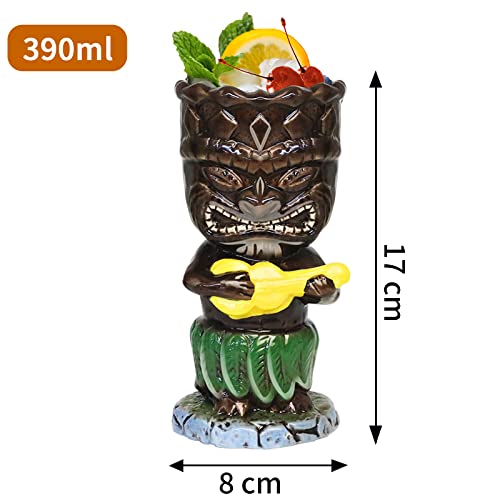 SuproBarware Tiki Mugs, 300ml Cocktail Glasses Set Colourful Ceramic Cocktail Cups Hawaiian Party Decoration for Exotic Party - Image 2