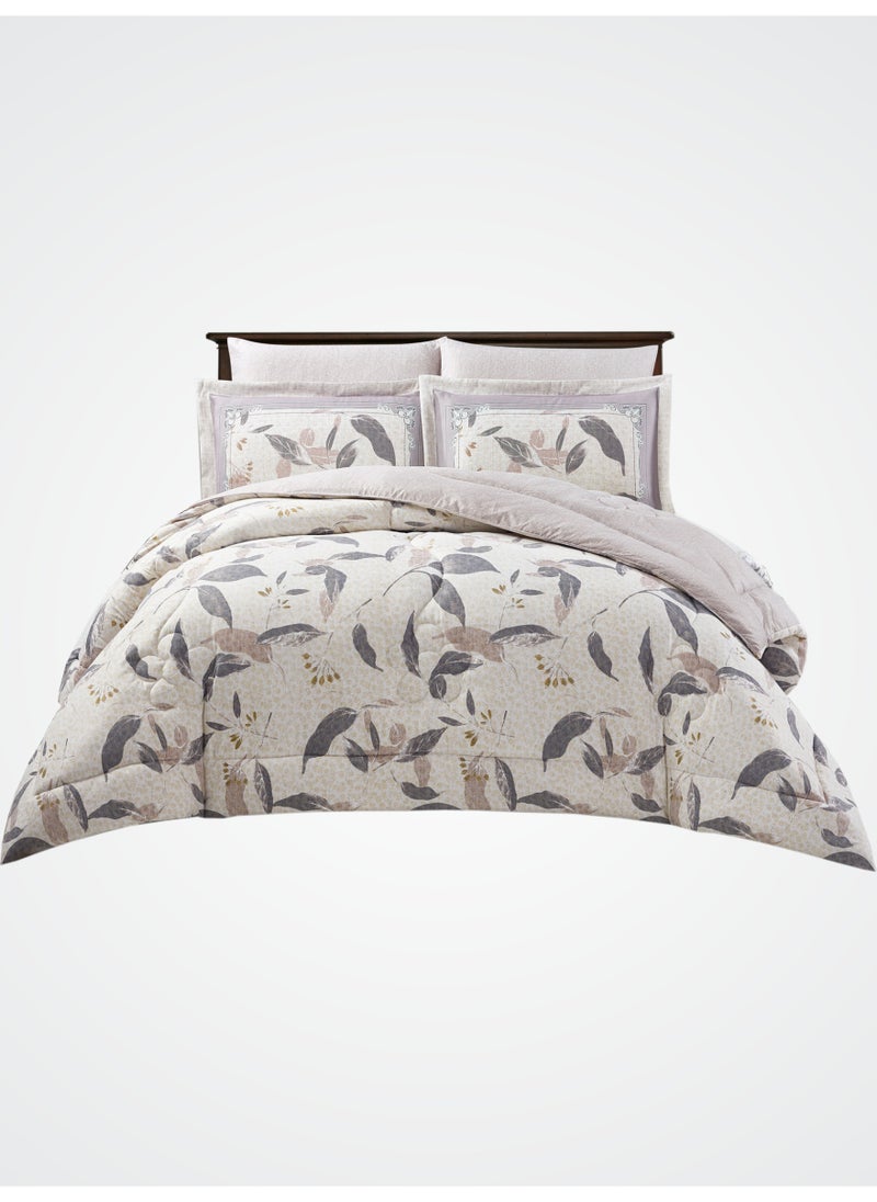 Donetella Bedding Comforter Set King Size, 6-Pcs Bed Set Fits 200x200 Cms -Printed Bedding Set-All Season- Brushed Microfiber (طقم مفرش سرير فندقي)  - Image 1