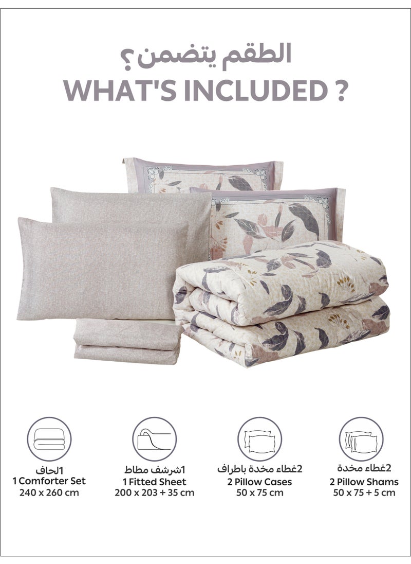 Donetella Bedding Comforter Set King Size, 6-Pcs Bed Set Fits 200x200 Cms -Printed Bedding Set-All Season- Brushed Microfiber (طقم مفرش سرير فندقي)  - Image 5