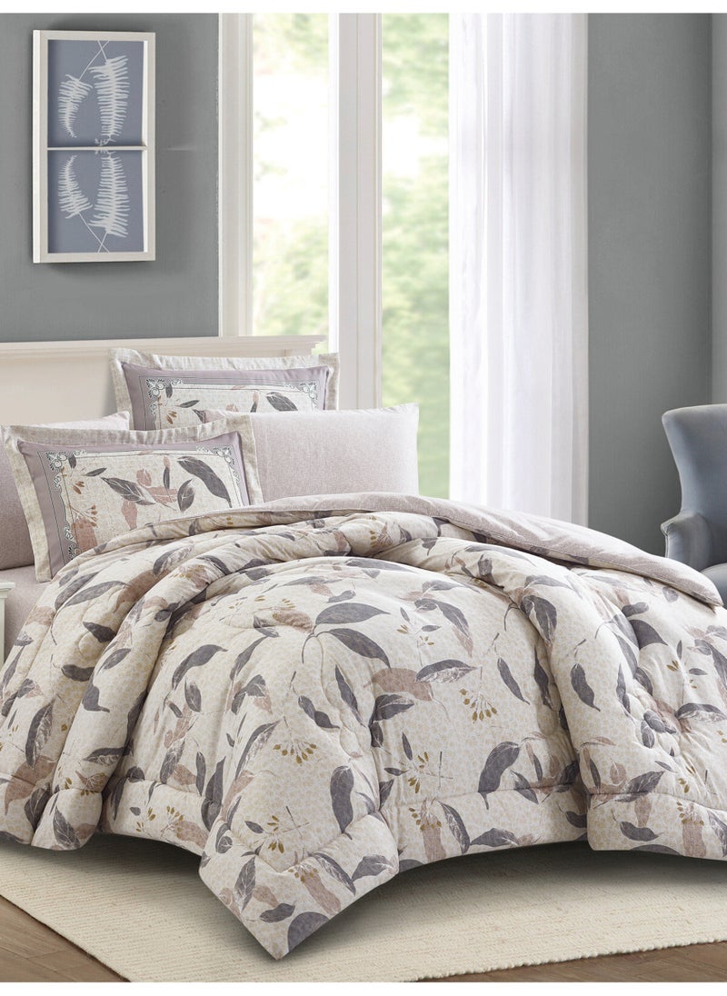 Donetella Bedding Comforter Set King Size, 6-Pcs Bed Set Fits 200x200 Cms -Printed Bedding Set-All Season- Brushed Microfiber (طقم مفرش سرير فندقي)  - Image 2