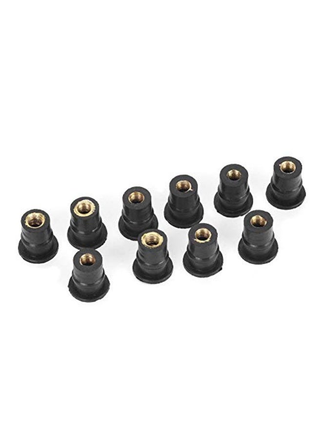 LJ M5 Nut Set, 10 M5 Motorcycle Rubber Nuts 5mm/0.2", Neoprene C Caps, Black, Regular Size - Image 1