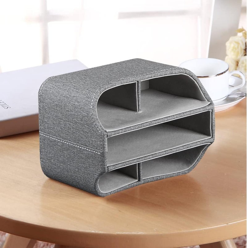 PUSU Leather 360°Rotatable Remote Control Holder,Nightstand TV Remote Caddy,Office Supplies Desktop Organizer,Spinning Storage Box for Pen,Mail,Phone,DVD, Blu-Ray, Media Player, Heater Controllers - Image 5