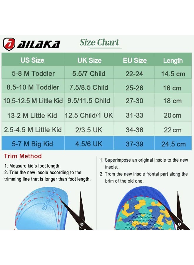Ailaka Kids Orthotic Cushioning Arch Support Shoe Insoles, Children Pu Foam Inserts for Flat feet, Plantar Fasciitis, Feet Heel Pain Relief - Image 3