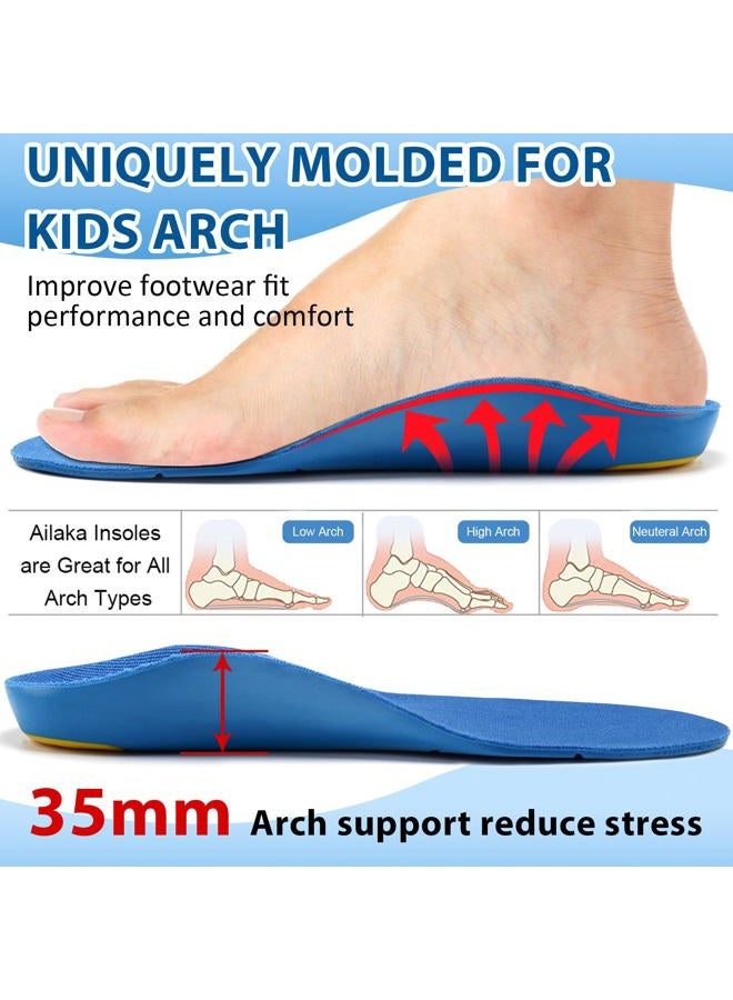 Ailaka Kids Orthotic Cushioning Arch Support Shoe Insoles, Children Pu Foam Inserts for Flat feet, Plantar Fasciitis, Feet Heel Pain Relief - Image 2