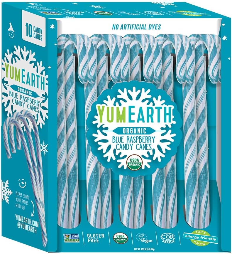 YumEarth Organic Blue Raspberry Candy Canes - Image 1