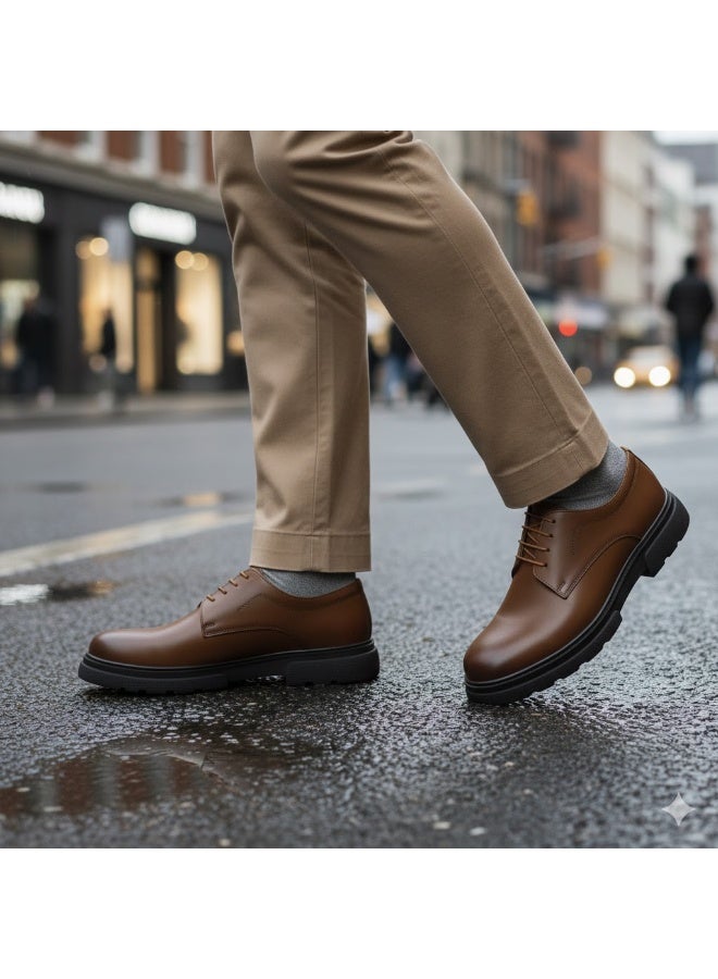 جزمه رجالي انيقه جلد طبيعي برباط مع نعل رابر مقاوم للانزلاق - متوفر بمختلف المقاسات و الالوان - Image 2