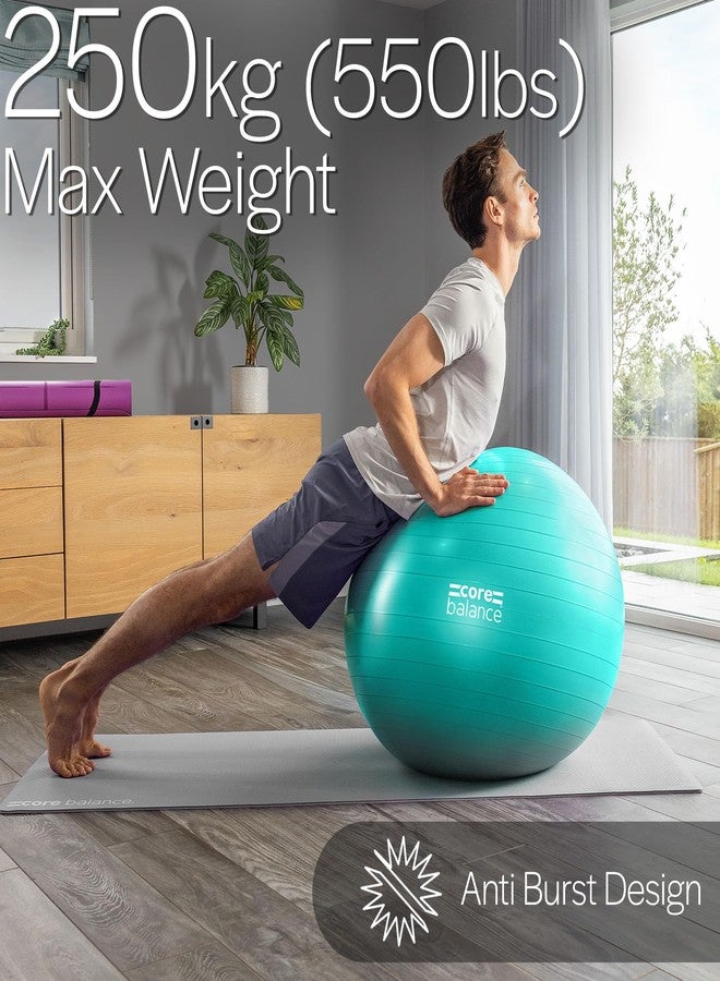 Core Balance Exercise Ball for Workouts, Anti-Burst and Slip Resistant, Swiss Yoga Ball for Pregnancy, Stability, Fitness and Physical Therapy, 4 Sizes, with Pump (22" / 55cm Teal) - Image 4