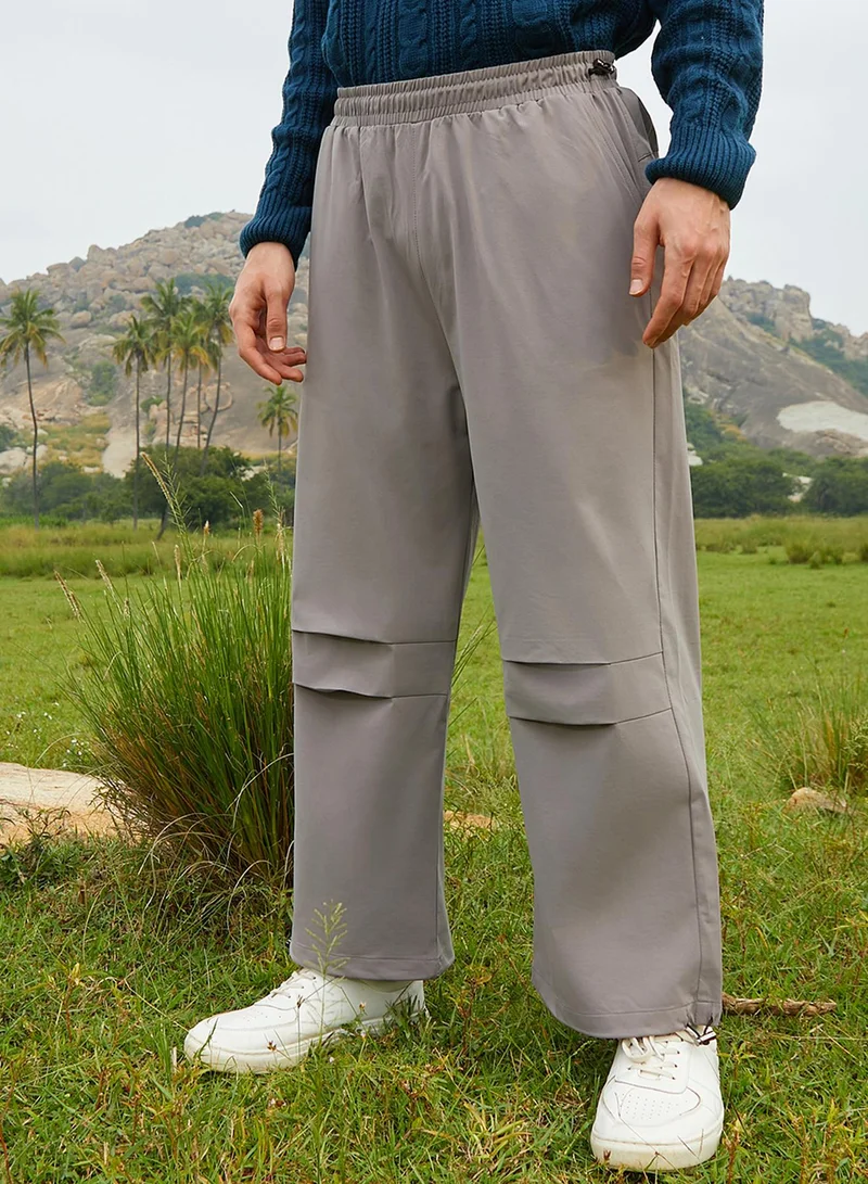 Campus Sutra Men's Hazelnut Beige Relaxed Parachute Trousers