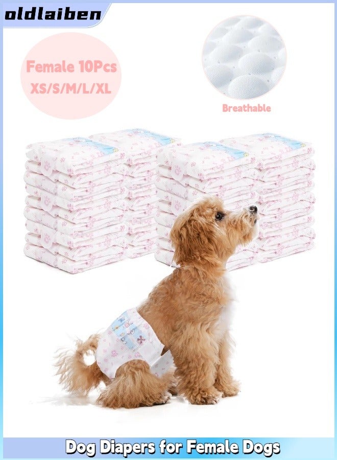 الدليبن حفاضات الكلاب للكلاب الإناث، حفاضات الكلاب ذات الوسادات الماصة، لفافات الكلاب الإناث القابلة للتعديل مع مانع للتسرب، حفاضات للكلاب الإناث التي تعاني من سلس البول والتبول السريع، ملائمة تمامًا، ماصة، مانعة للتسرب، 10 قطع - Image 1