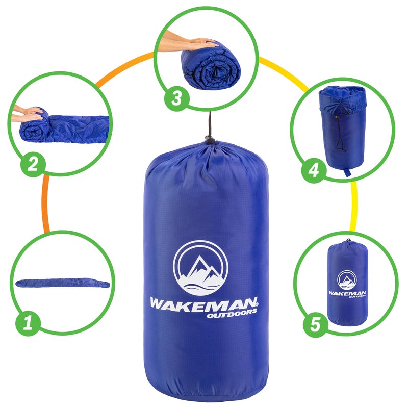 Wakeman Mummy Sleeping Bag - Adult Cold Weather Sleeping Bag Rated to 25Â°F - Waterproof with Drawstring Hood - Camping Equipment by Wakeman Outdoors (Blue) - Image 4