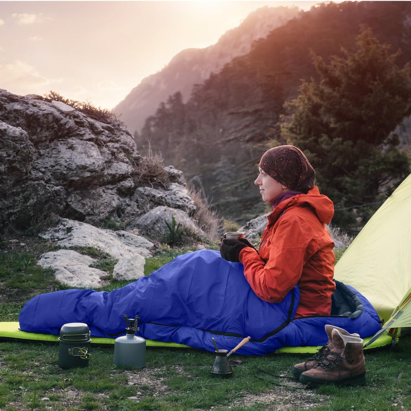 Wakeman Mummy Sleeping Bag - Adult Cold Weather Sleeping Bag Rated to 25Â°F - Waterproof with Drawstring Hood - Camping Equipment by Wakeman Outdoors (Blue) - Image 5