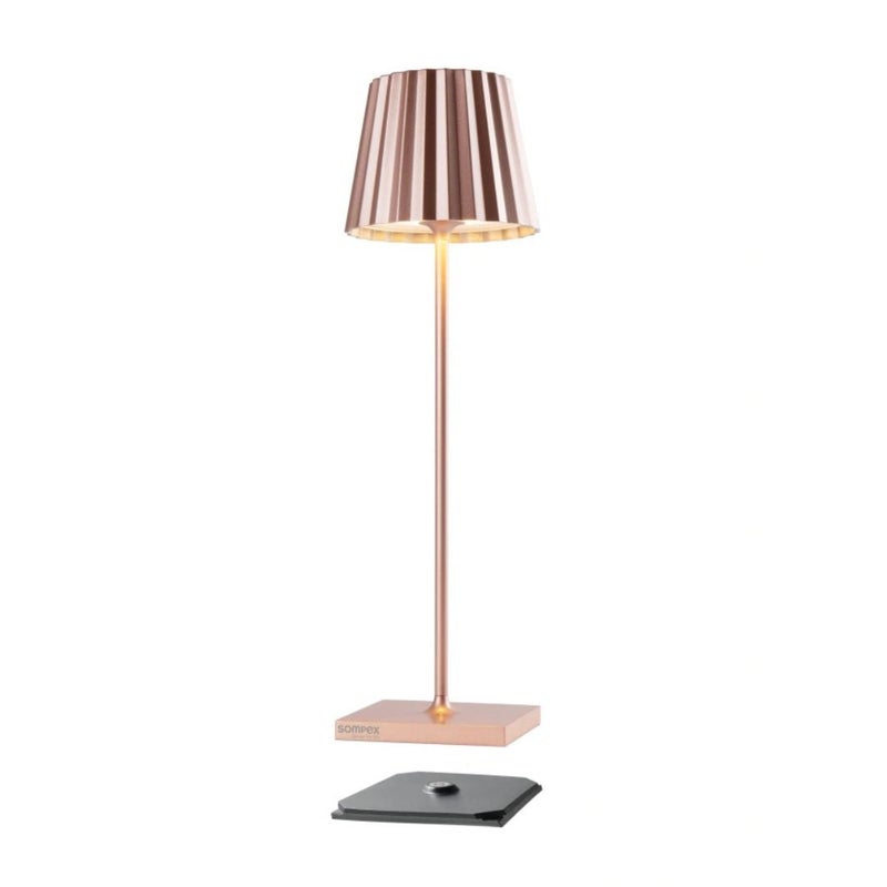 Sompex Troll 2.0 Table Lamp (Glossy finish) | Indoor Outdoor | Stepless touch dimmer | 2 warm white light colours | Brightness memory function | IP 54 (splash and dust proof) | 11x10x38cm - Rose Gold - Image 2