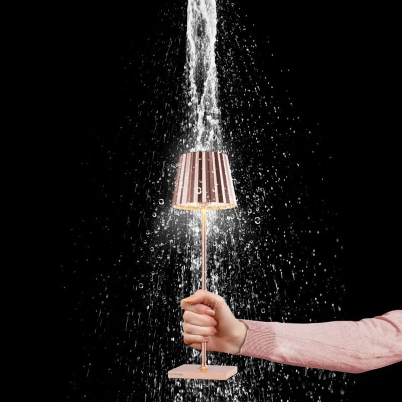 Sompex Troll 2.0 Table Lamp (Glossy finish) | Indoor Outdoor | Stepless touch dimmer | 2 warm white light colours | Brightness memory function | IP 54 (splash and dust proof) | 11x10x38cm - Rose Gold - Image 3