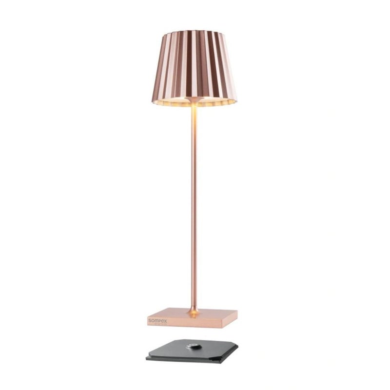 Sompex Troll 2.0 Table Lamp (Glossy finish) | Indoor Outdoor | Stepless touch dimmer | 2 warm white light colours | Brightness memory function | IP 54 (splash and dust proof) | 11x10x38cm - Rose Gold - Image 3