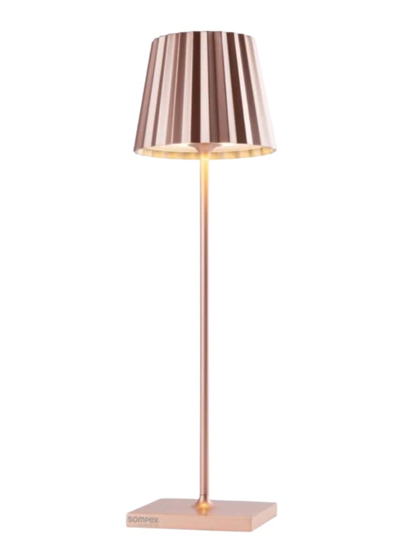 Sompex Troll 2.0 Table Lamp (Glossy finish) | Indoor Outdoor | Stepless touch dimmer | 2 warm white light colours | Brightness memory function | IP 54 (splash and dust proof) | 11x10x38cm - Rose Gold - Image 1