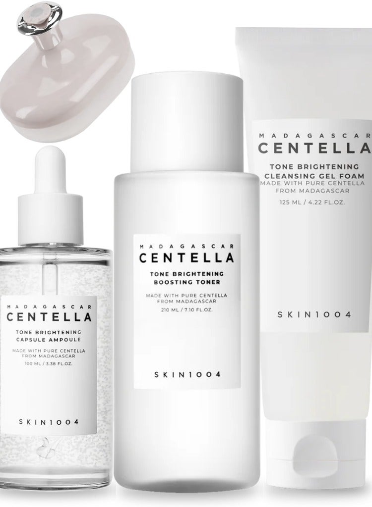 SKIN1004 Madagascar Centella Tone Brightening Boosting Pack – Foam Cleanser, Toner & Capsule Ampoule Set – Hydrating & Radiance-Enhancing Skincare Trio 435ml - Image 1