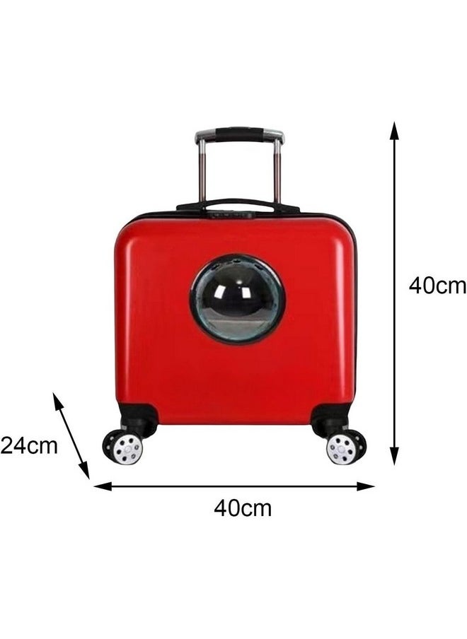 PET - Cat Trolley Case Backpack Transparent Space Bag Package Cage Tote Bag Small Animal Rabbit Accessories Outdoor Travel Red - Image 1
