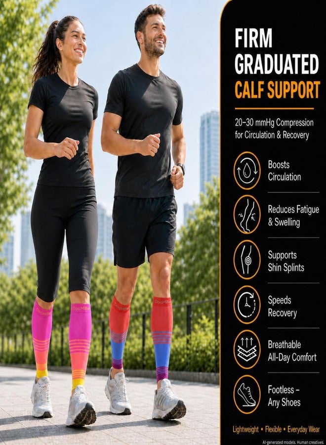Doc Miller Calf Compression Sleeve for Men & Women - 20-30 mmHg Graduated Compression, Footless Compression Socks Alternative for Running, Shin Splints, Swelling, Varicose Veins -Calf Support, 1 Pair - Image 2