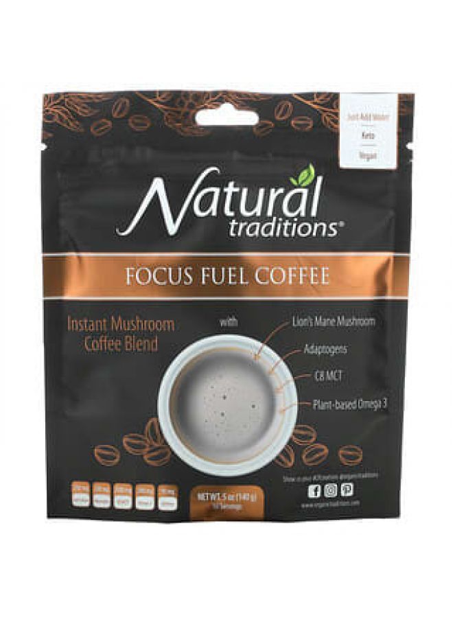 Organic Traditions Organic Traditions, Focus Fuel Coffee, Instant Mushroom Coffee Blend, 5 oz (140 g)  - Image 2