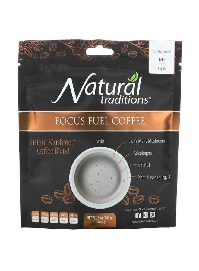 Organic Traditions Organic Traditions, Focus Fuel Coffee, Instant Mushroom Coffee Blend, 5 oz (140 g)  - Image 1