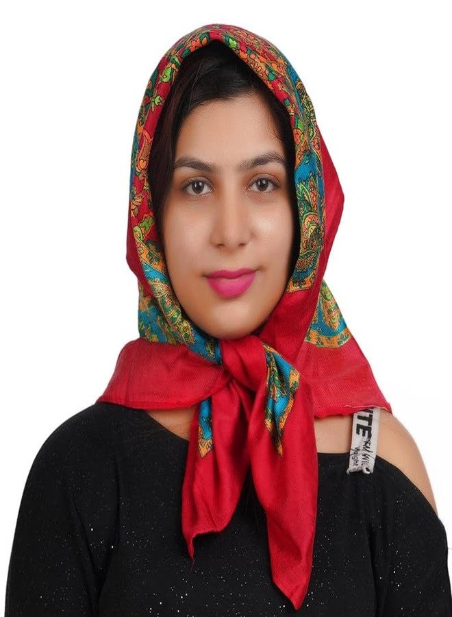 MIKONIKO Scarf for Women Winter Woolen Lightweight Fashion Scarves, Wrap in Print Floral Pattern_Pack Of 2_Red|Green, (female) - Image 4