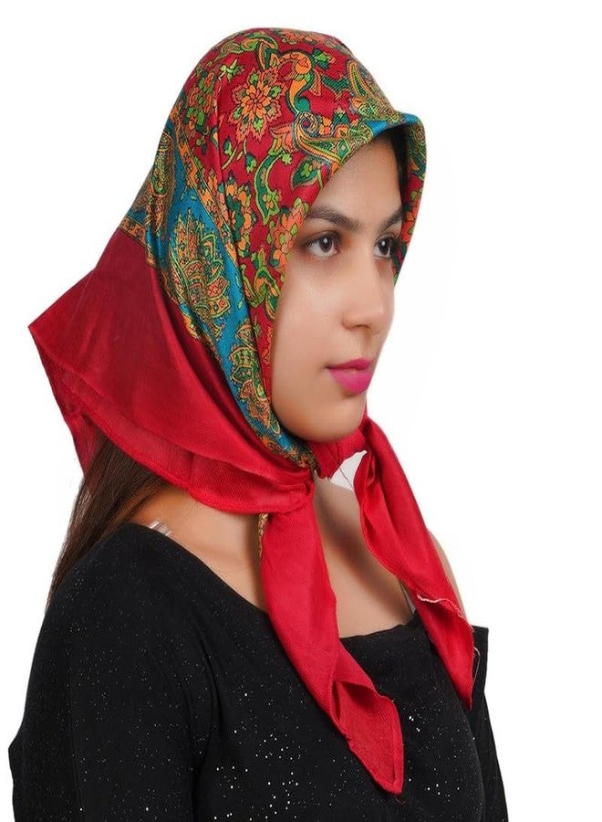 MIKONIKO Scarf for Women Winter Woolen Lightweight Fashion Scarves, Wrap in Print Floral Pattern_Pack Of 2_Red|Green, (female) - Image 3