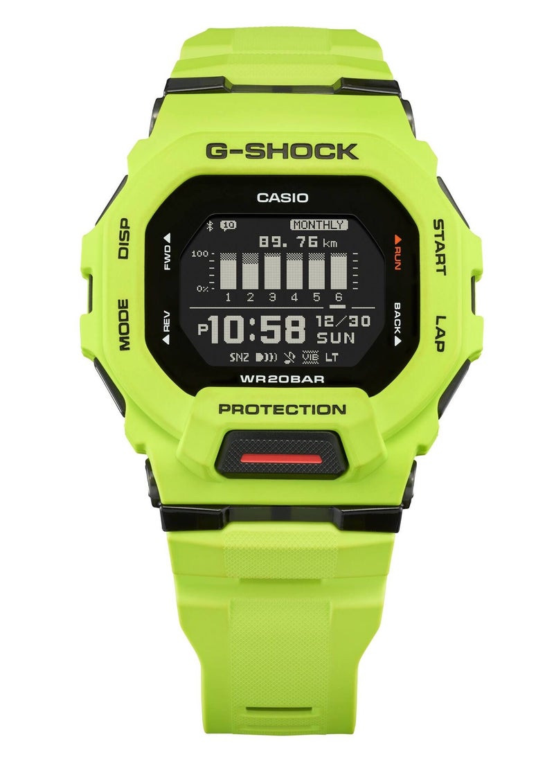 Casio Digital Black Dial Men's Watch Fluorescent Lime - GBD-200-9DR