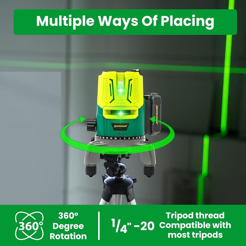 Tomahawk مستوى الليزر ذو الخطين SPB-6682 - مستوى ليزر دقيق عالي مع أشعة خضراء أفقية ورأسية، أداة مدمجة للبناء، والتبليط وتجديد المنازل - Image 4