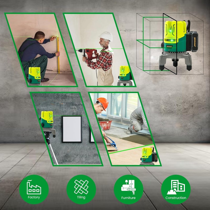 Tomahawk مستوى الليزر ذو الخطين SPB-6682 - مستوى ليزر دقيق عالي مع أشعة خضراء أفقية ورأسية، أداة مدمجة للبناء، والتبليط وتجديد المنازل - Image 5
