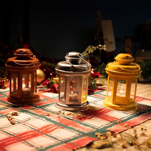 TrustBasket Set of 3 Metal Wall Hanging Lanterns for Tea Light Candles ,T Light Holders for Home & Festive Decor Diwali Decoration Perfect Diwali Gifts for Family & Friends, Multicolour - Image 2
