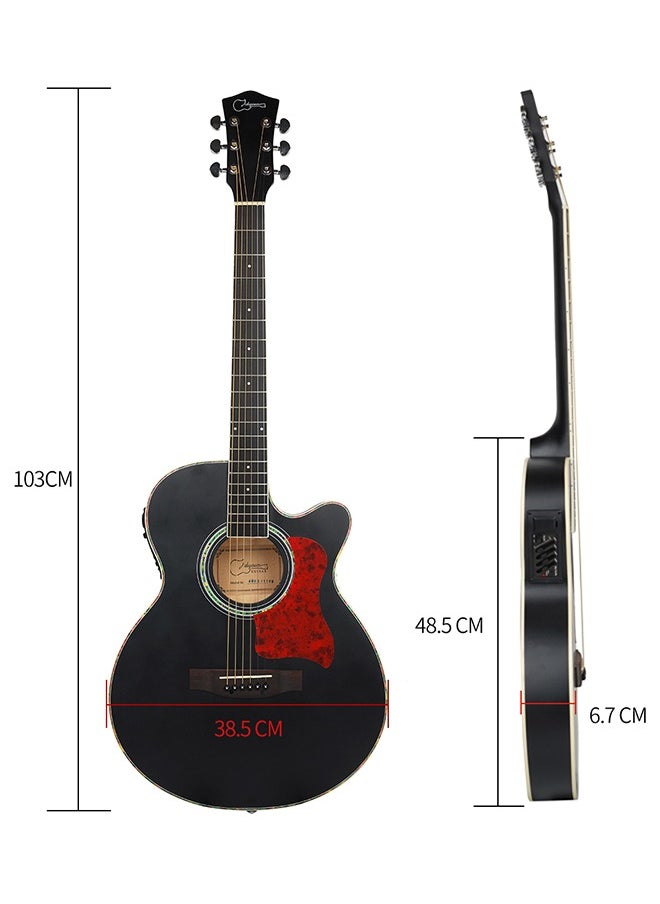 Jidyous 40 Inch Electric Acoustic Guitar Kit for Beginners Adults Full Siz Bundle Set with Pickups Bag Tuner Strap Capo Picks and Cable,Black  - Image 3