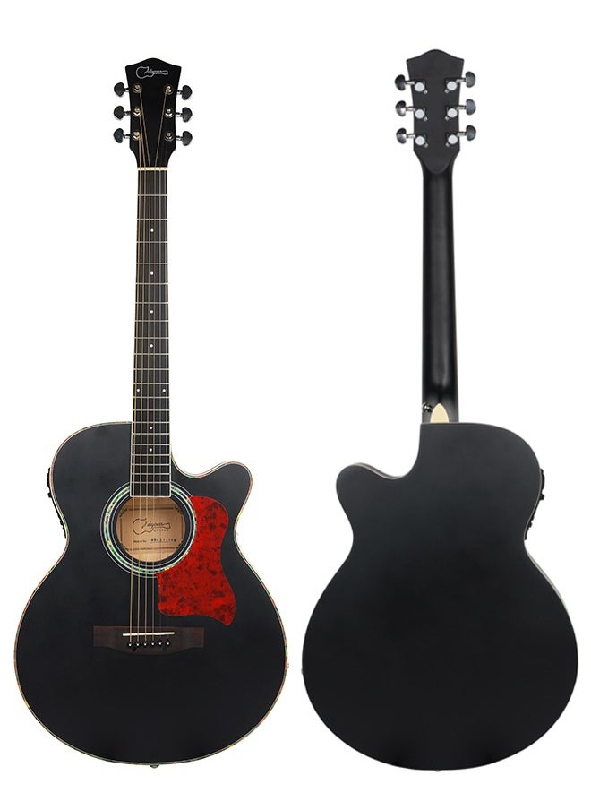 Jidyous 40 Inch Electric Acoustic Guitar Kit for Beginners Adults Full Siz Bundle Set with Pickups Bag Tuner Strap Capo Picks and Cable,Black  - Image 2