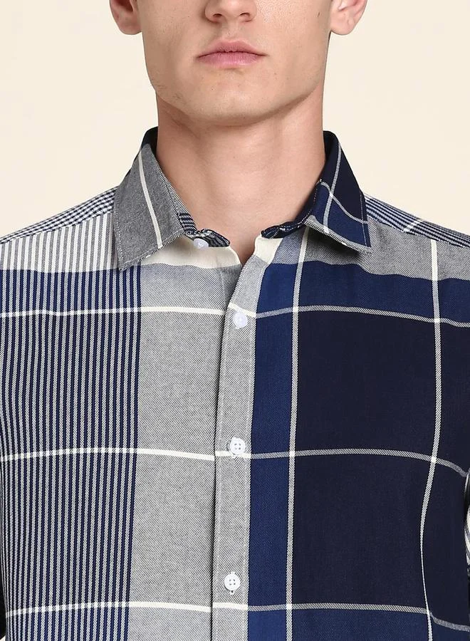 دينيس لينغو Blue Casual Shirt for Men - Slim Fit, Cotton