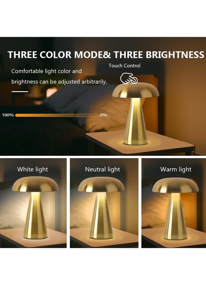 LED Cordless Table Lamp, Rechargeable Battery Touch 3 Level Brightness Night Light, for Bedroom Living Room Dorm Study Desk Lamp,Gold - Image 4