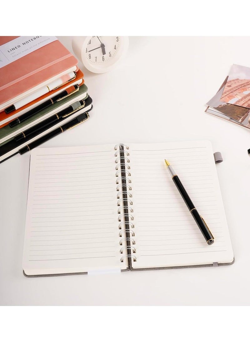 SUZZ A5 Hardcover Spiral Notebook 200 Pages, 80GSM College Ruled Leather with Pen Holder Notebook Journals for Work, School and Journal, Black - Image 3