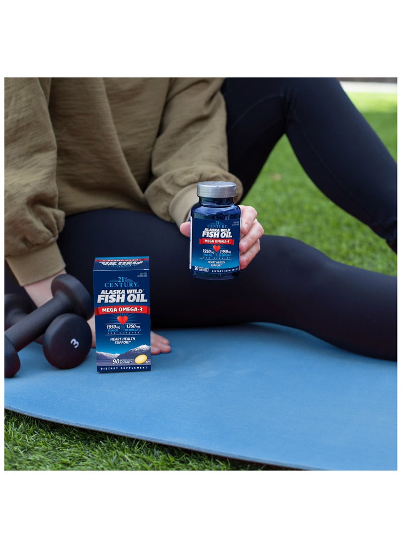 21st Century كبسولات زيت السمك البري من ألاسكا، أوميجا 3 ميجا، 90 كبسولة هلامية مغلفة معوية - Image 3