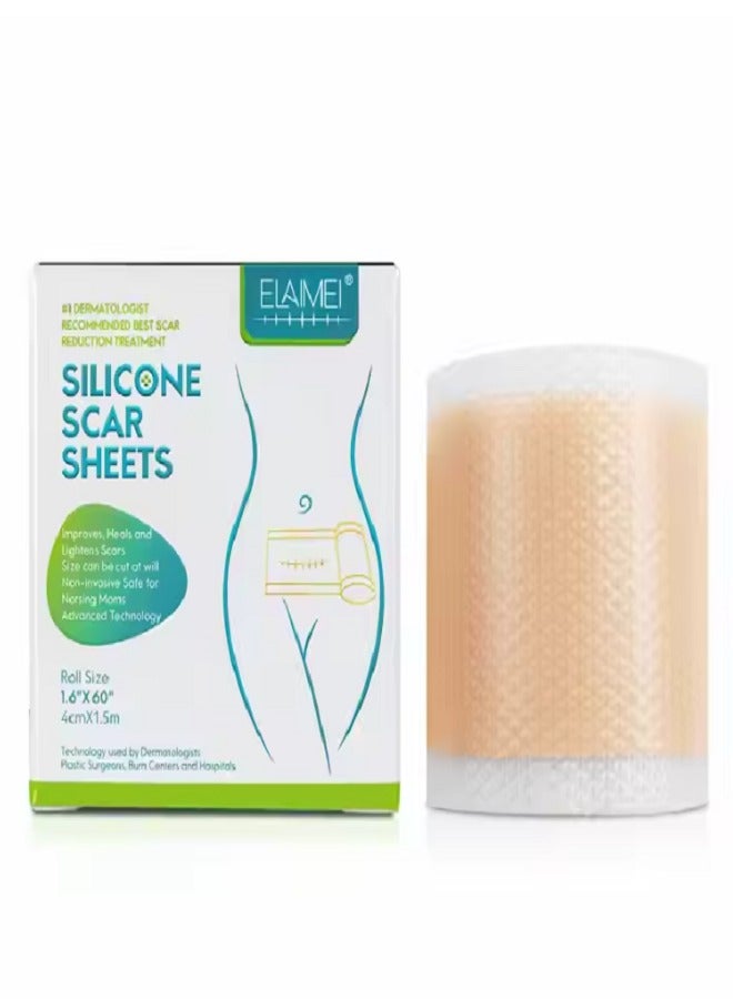 Elaimei Silicone Scar Sheets (1.6” x 60”Roll-3M), Silicone Scar Tape Roll, Scar Silicone Strips, Reusable, Professional Scar Removal Sheets for C-Section, Surgery, Burn, Keloid, Acne et - Image 2